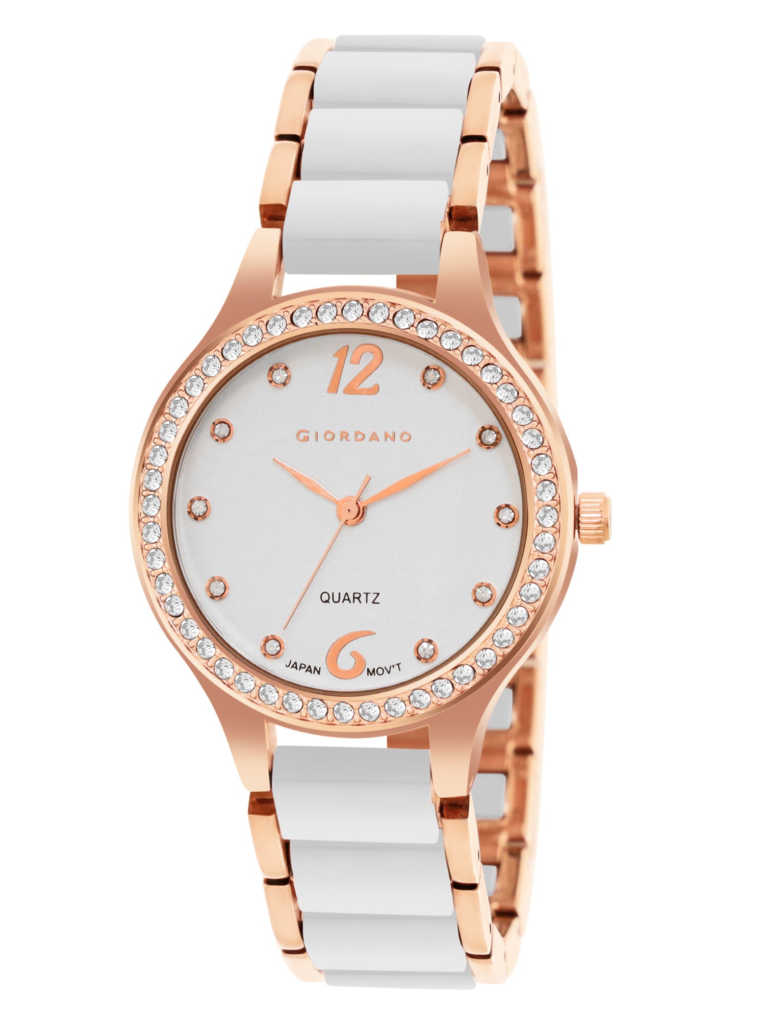 Giordano Analog Watch for Women, Diamond-Set with Metal Strap Ladies Water Resistant Wrist Watch for Female | GZ-60065-33